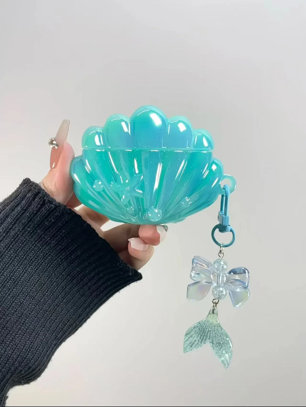 Splatter Ink & Glitter Shell Earphone Case for AirPods (Cyan/Pink)