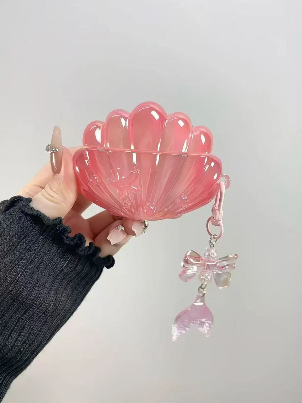 Splatter Ink & Glitter Shell Earphone Case for AirPods (Cyan/Pink)