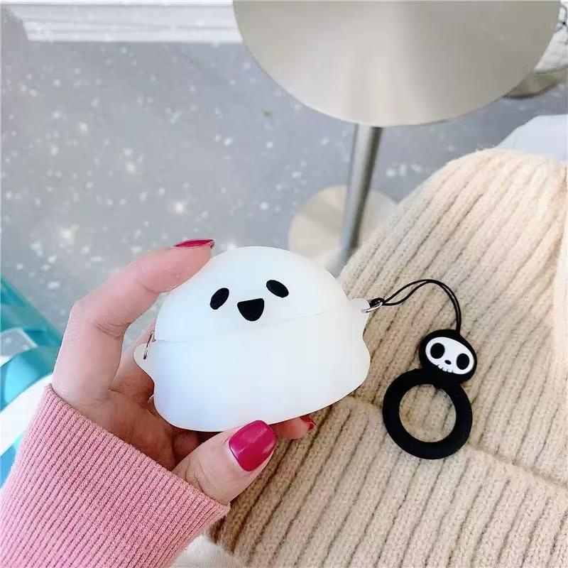 Clear white Cute glow-in-the-dark ghost light-changing earphone case for AirPods