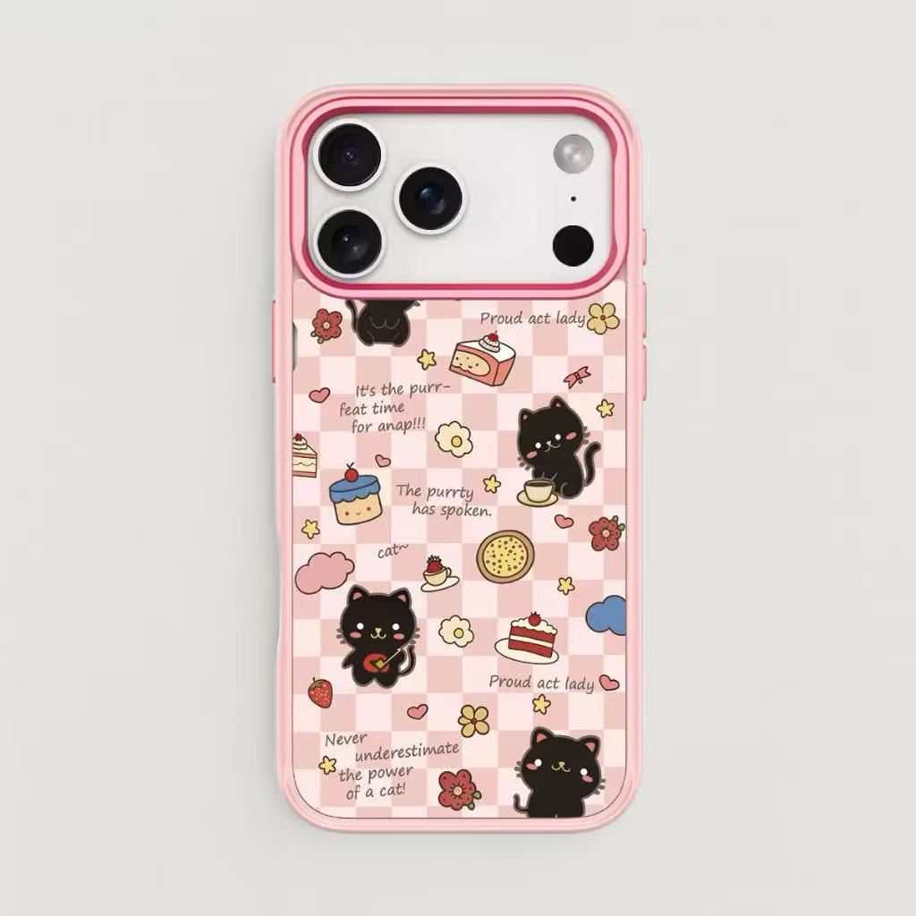Magnetic Detachable Backplate Case for iPhone – "Sweet Dessert Black Cat" Edition