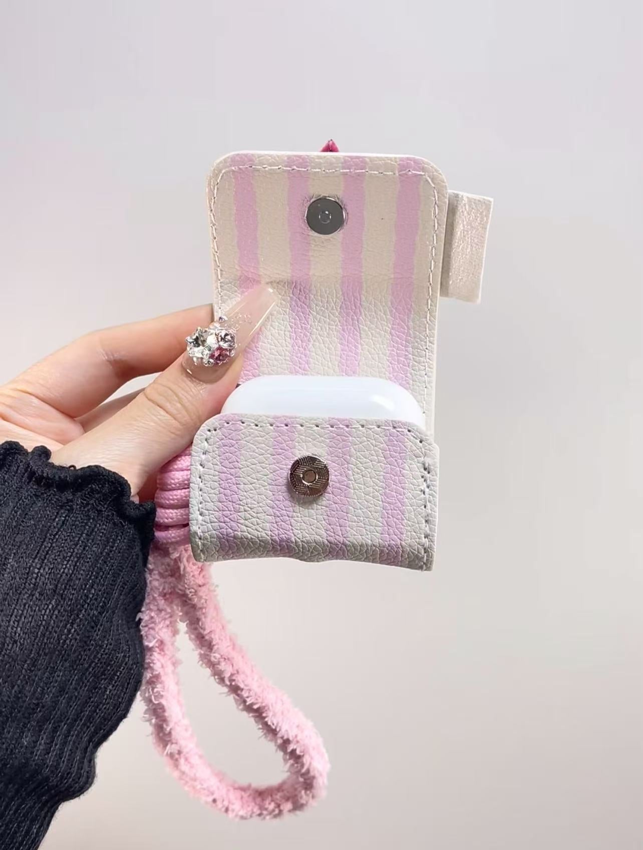 Pink cutie heart flip cover earphone case for AirPods