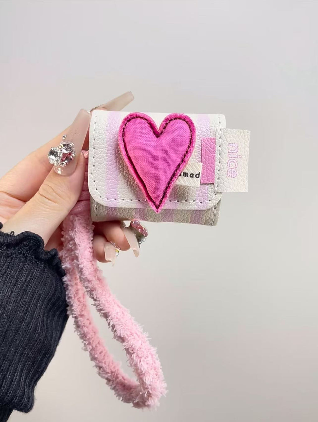 Pink cutie heart flip cover earphone case for AirPods