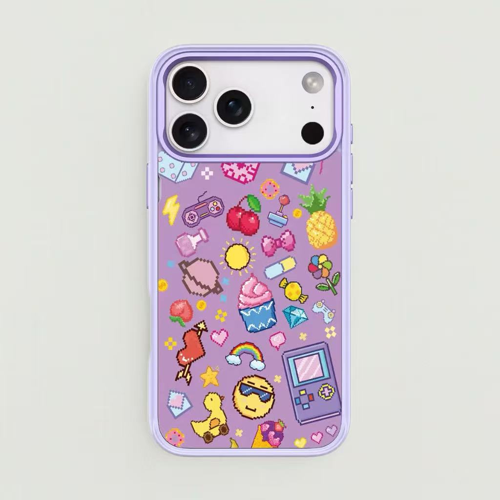 Magnetic Detachable Backplate Case for iPhone –  "Pixel Sticker Party" Edition