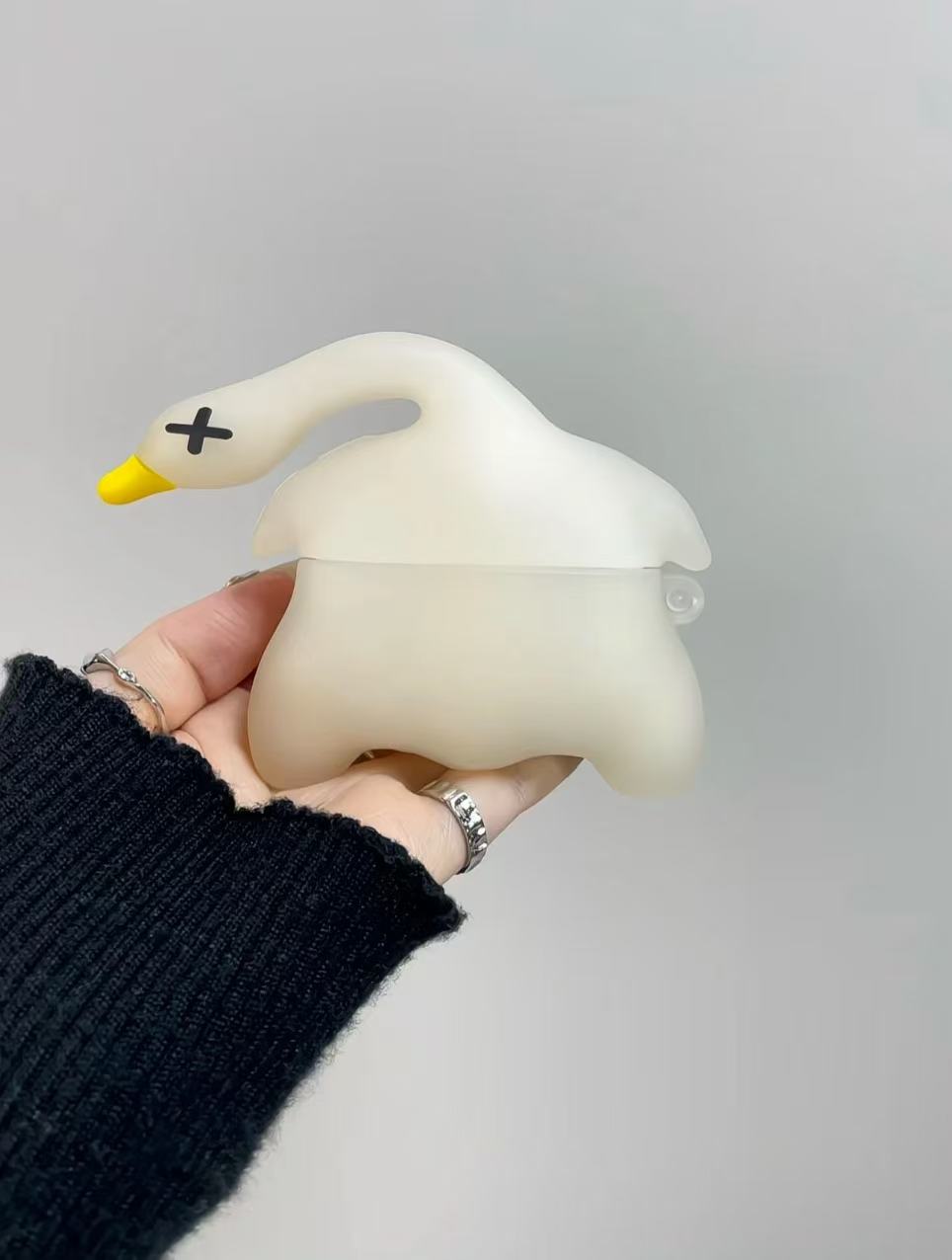White duck Creative roast duck UV-reactive earphone case for AirPods