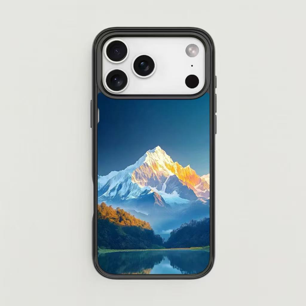 Magnetic Detachable Backplate Case for iPhone –  "Sunset Snow Mountain" Edition