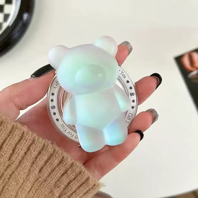 Matte Silicone Bear Magnetic Phone Stand(Blue/Orange)