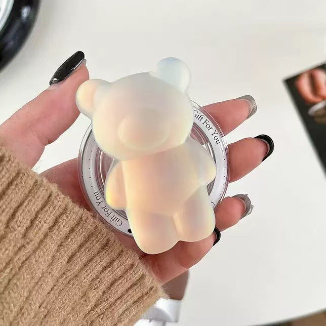 Matte Silicone Bear Magnetic Phone Stand(Blue/Orange)