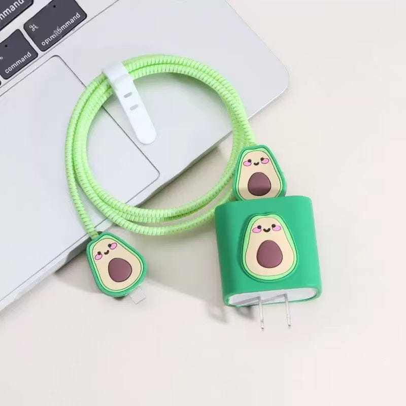 CASE IN CASE Compatible iPhone charging cable, cute avocado Australian plug 20W charger with protective case