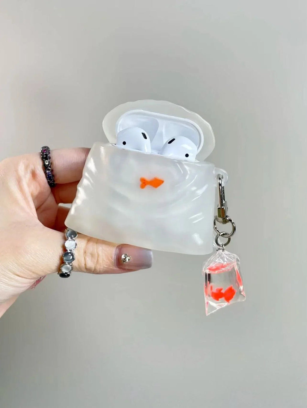 CASE IN CASE Korean Transparent Goldfish Bag AirPods Case – Soft Silicone Cover for AirPods 1/2/3/4/pro