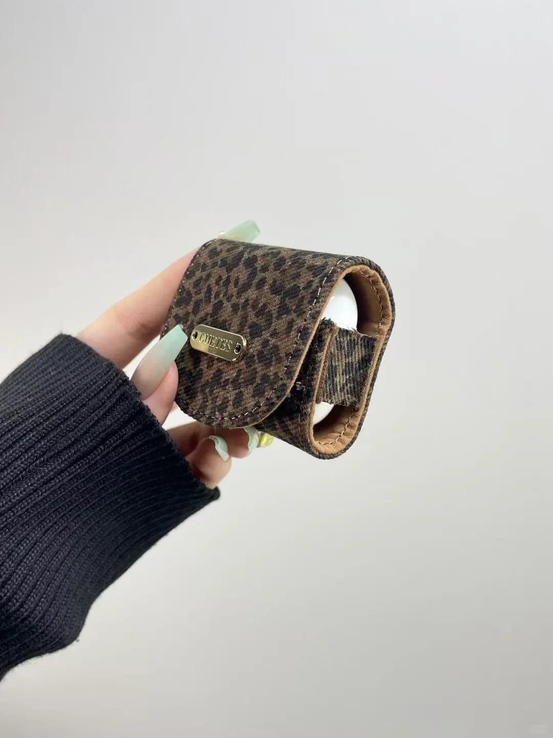 CASE IN CASE Maillard caramel leopard print flip cover earphone case